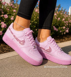 Pink airforce 1s with Swarvoski crystals