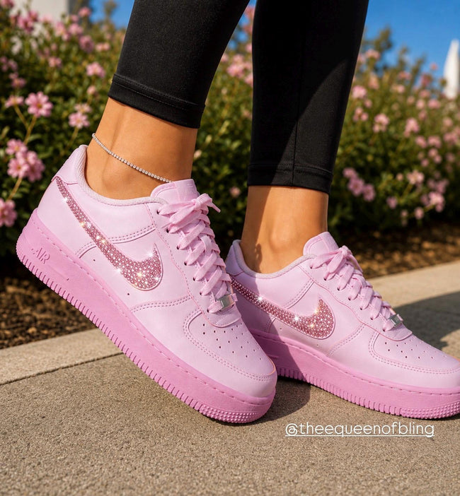 Pink airforce 1s with Swarvoski crystals Hover Image