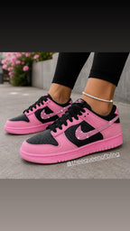 Womens/Girls pink and black dunks with Swarvoski crystals