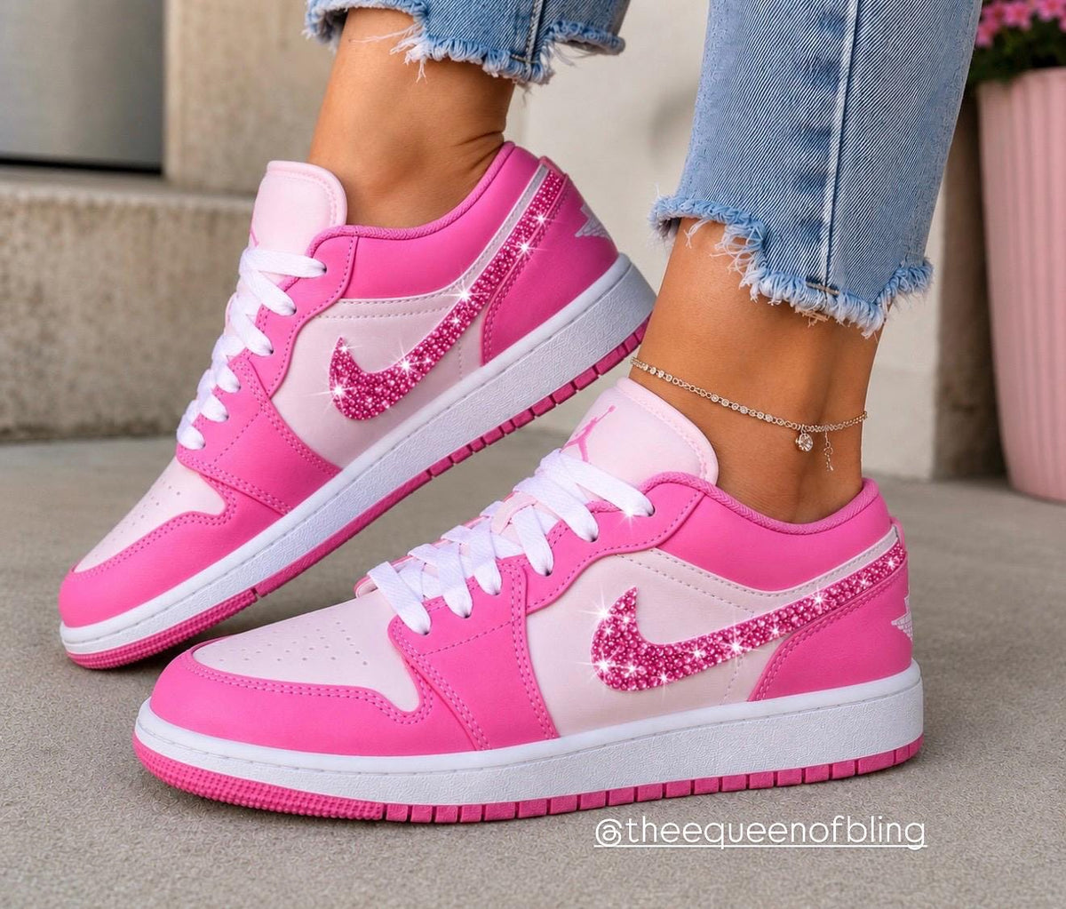 New!!! Bling Pink Jordan 1  with Swarvoski crystals