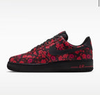 Womens black floral airforce 1 with black crystals