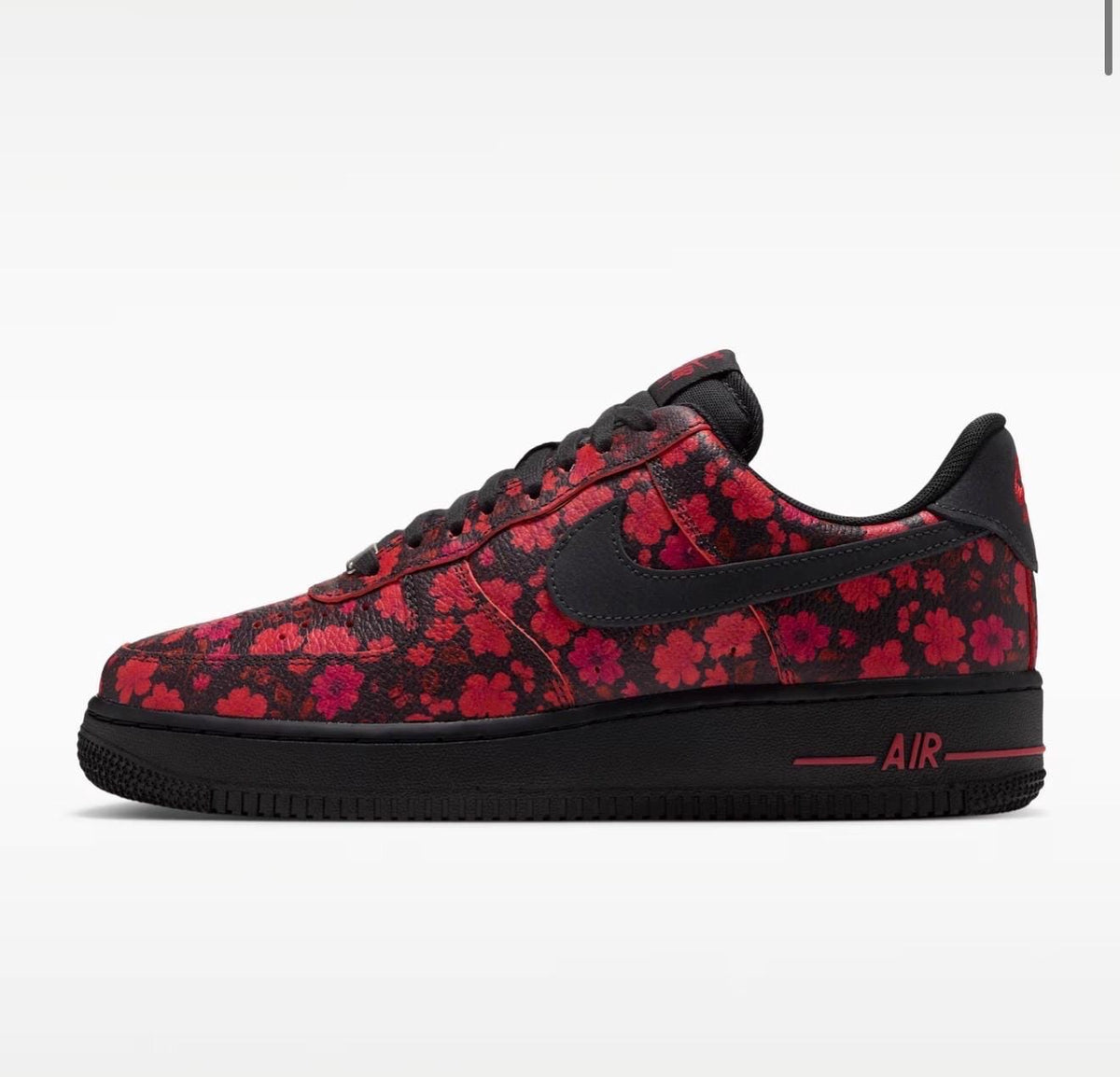 Womens black floral airforce 1 with black crystals