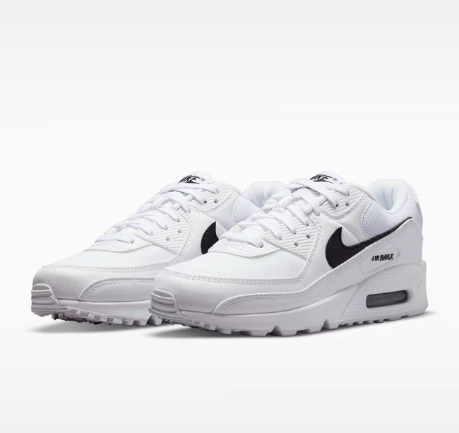 Custom Air Max 90: White Sneakers with black diamond Crystals Main Image