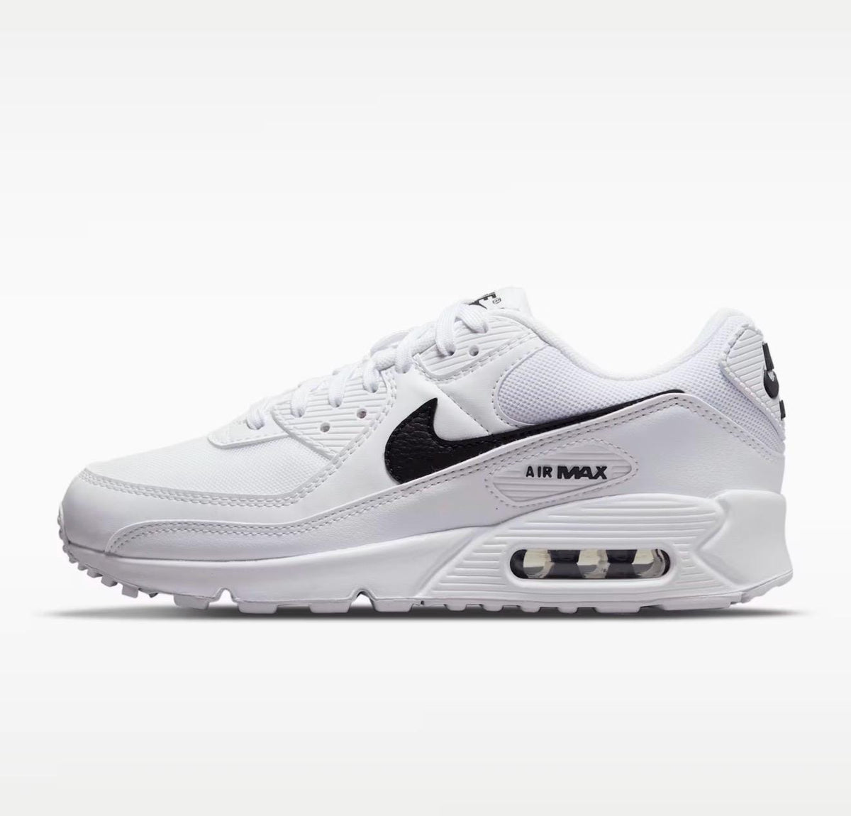 Custom Air Max 90: White Sneakers with black diamond Crystals