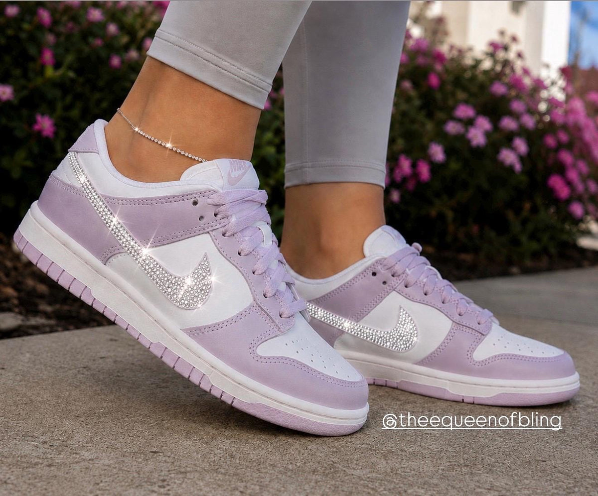 Womens/Girls light purple dunks with Swarvoski crystals