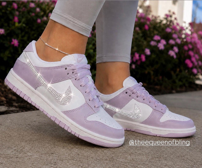 Womens/Girls light purple dunks with Swarvoski crystals Hover Image