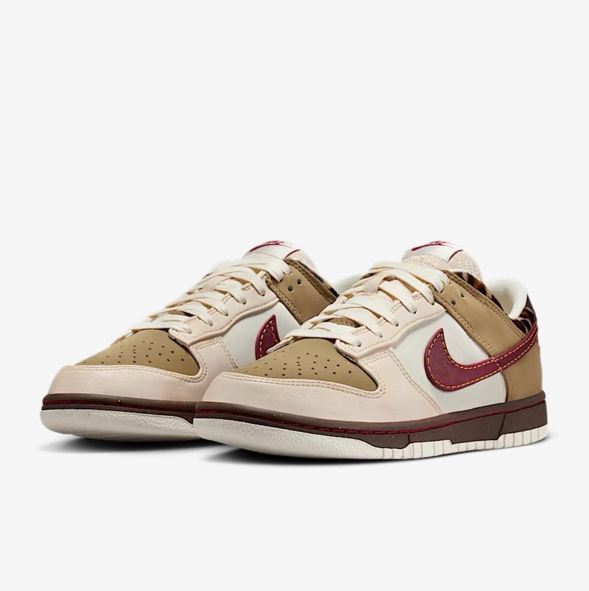 NEW! Womens leopard dunk low  with  burgundy crystals
