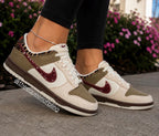 NEW! Womens leopard dunk low  with  burgundy crystals