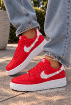 Womens Light crimson red Airforce 1s, Swarovski Crystals, Custom Sneakers